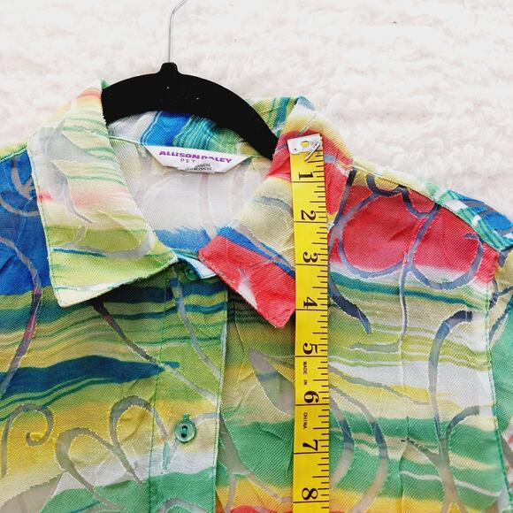 Blouse Size 8P Rainbow Stripe Abstract Sheer Textured Whimsycore Artsy Bold Y2K - Picture 6 of 13